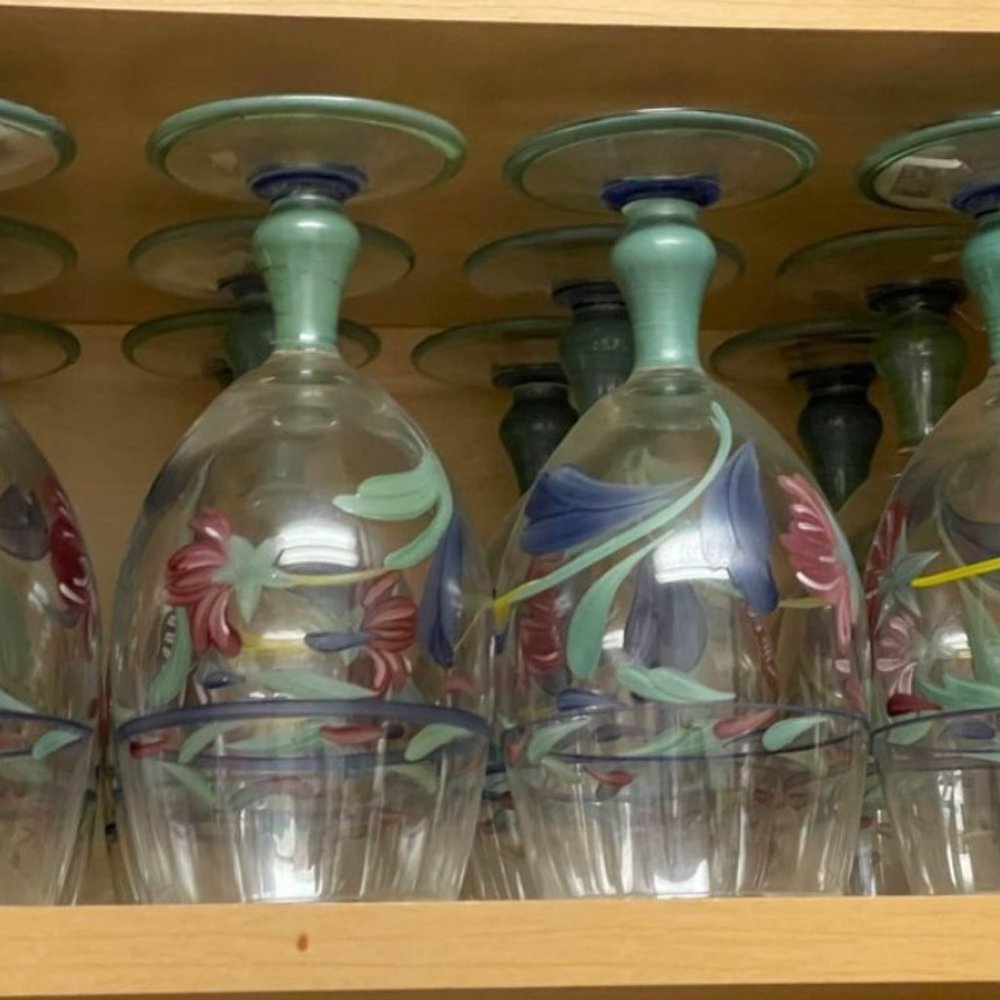 Lenox Poppies on Blue Ice Tea Glasses